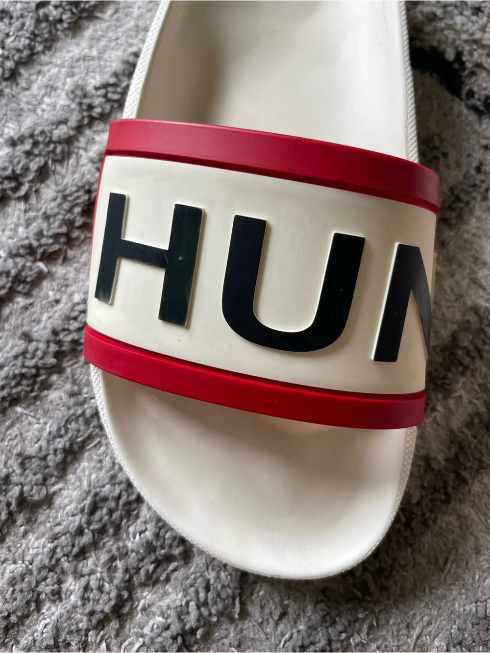 Hunter Slides Sandals White Red Black